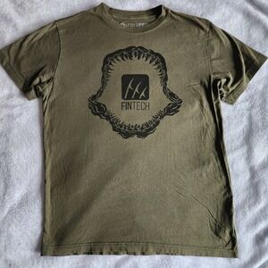 Fintech Short Sleeve Graphic T-shirt  Military Army Green Mens Size Medium